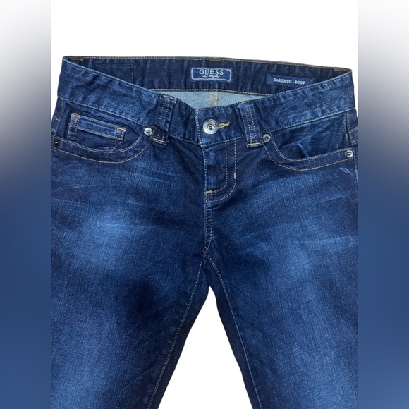 Women’s Y2k ORIGINAL Guess Jeans Dark Wash Daredevil Boot Size 26 EUC No holes - Picture 12 of 16